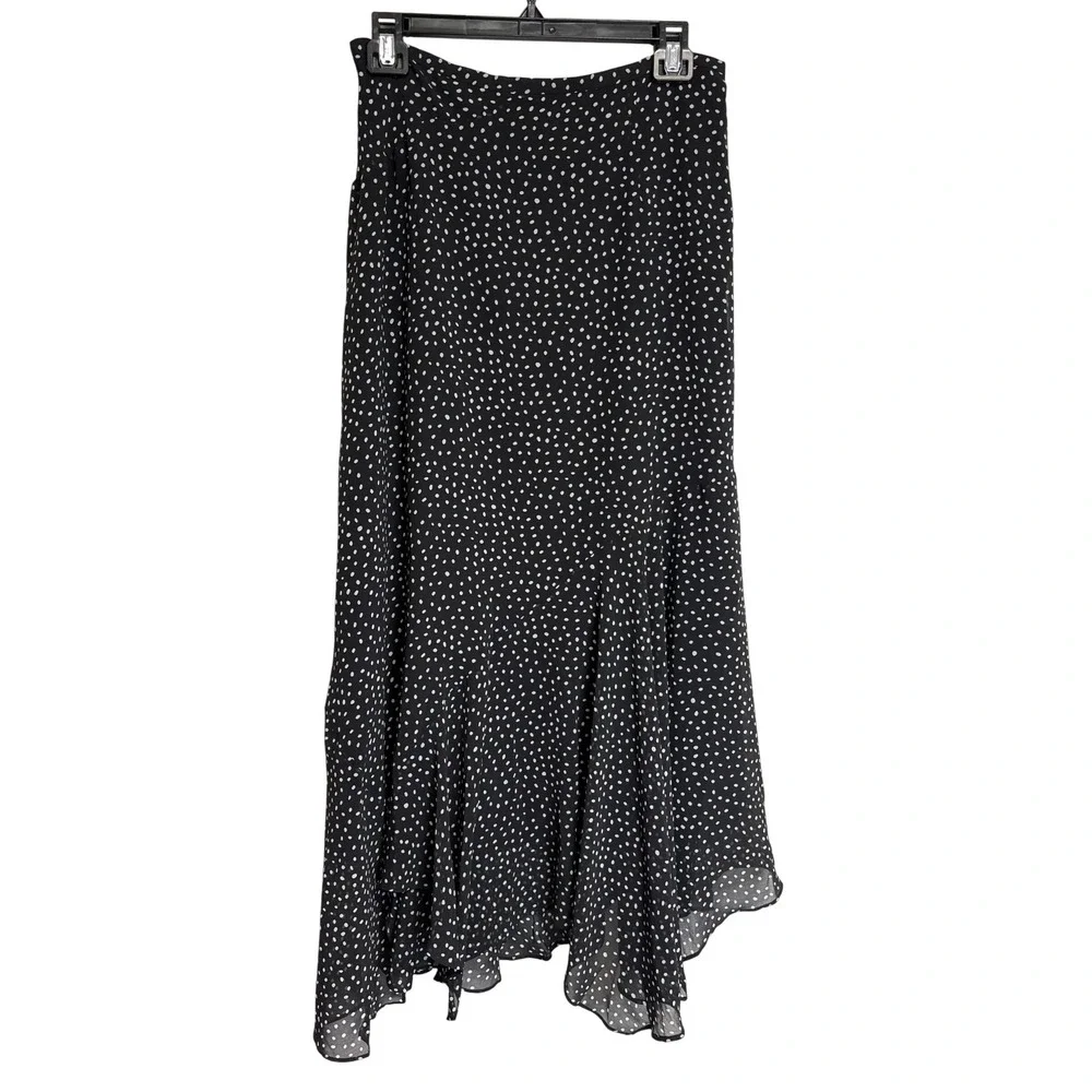 CAbi‎ Sinatra, Black and White, Long Maxi Polka Dot Skirt, Women's Size 8